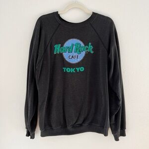 Hanes Black Crewneck Sweatshirt with Blue & Green Hard Rock Logo